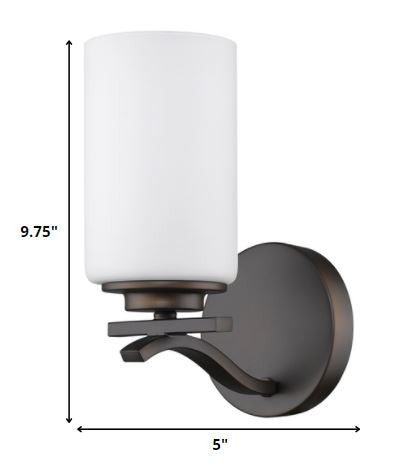 One Light Bronze & Glass Wall Sconce