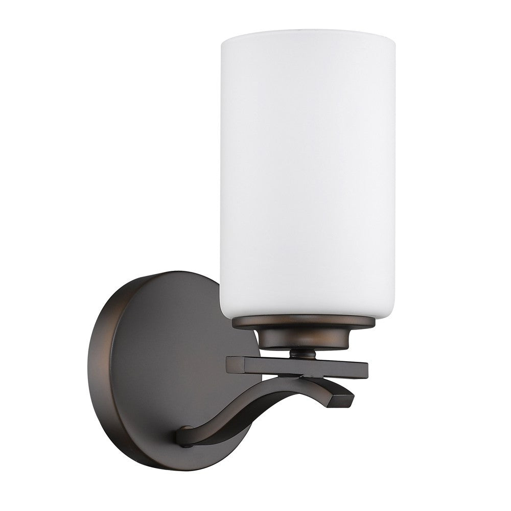 One Light Bronze & Glass Wall Sconce
