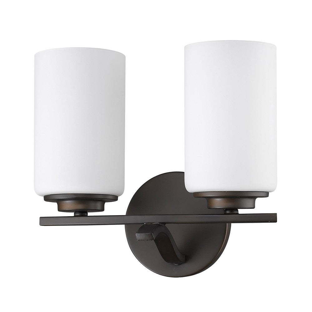 Two Light Bronze & Glass Wall Sconce