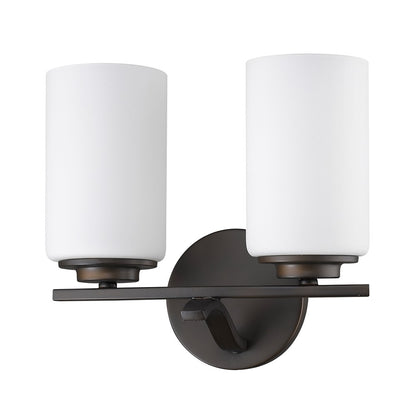 Two Light Bronze & Glass Wall Sconce