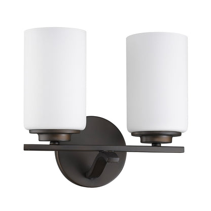 Two Light Bronze & Glass Wall Sconce