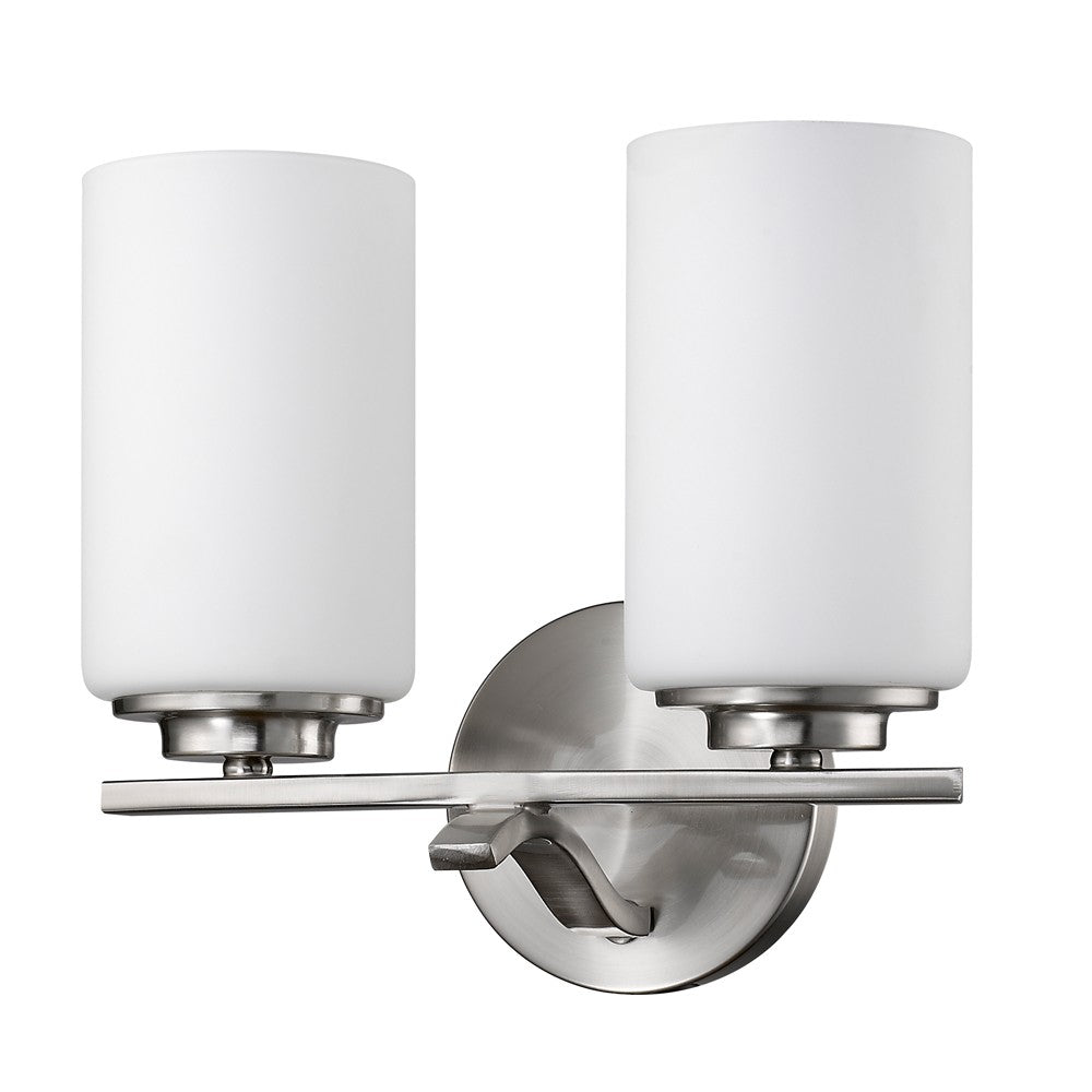Two Light Silver & Glass Wall Sconce