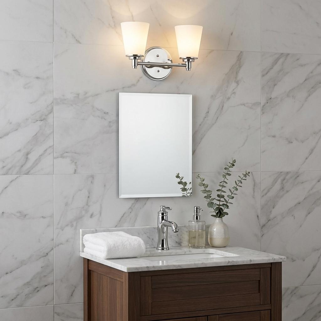 Two Light Silver Wall Light