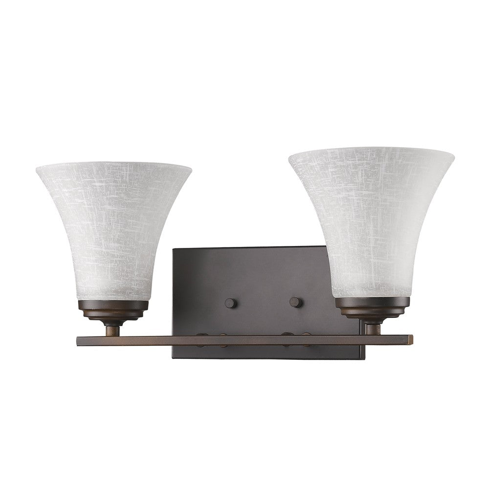 Two Light Bronze Wall Light w/ Tapered Glass Shade
