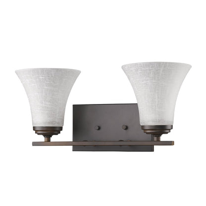 Two Light Bronze Wall Light w/ Tapered Glass Shade