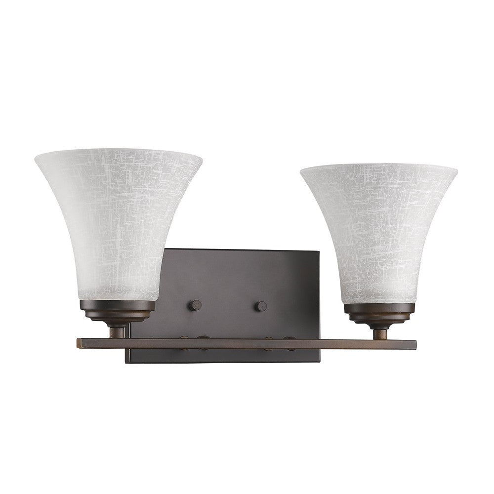 Two Light Bronze Wall Light w/ Tapered Glass Shade