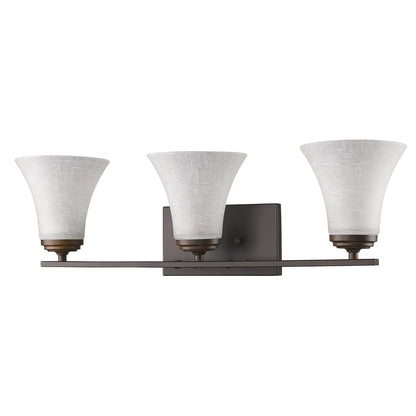 Three Light Bronze Wall Light w/ Tapered Glass Shade