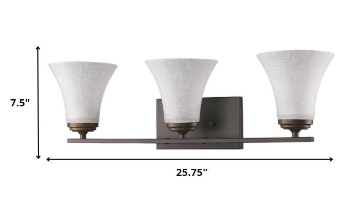 Three Light Bronze Wall Light w/ Tapered Glass Shade