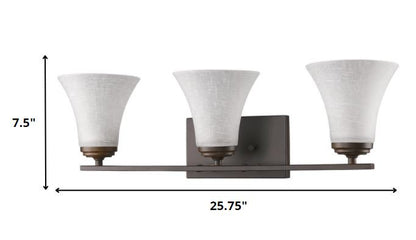 Three Light Bronze Wall Light w/ Tapered Glass Shade