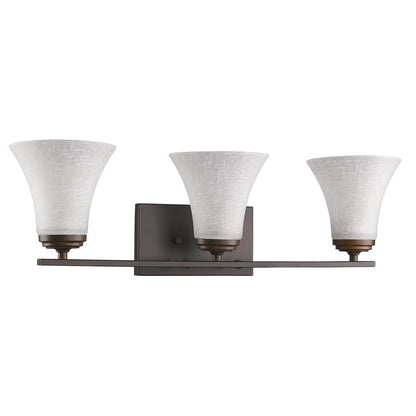Three Light Bronze Wall Light w/ Tapered Glass Shade