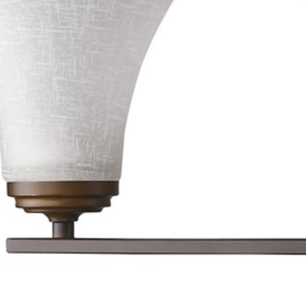 Three Light Bronze Wall Light w/ Tapered Glass Shade