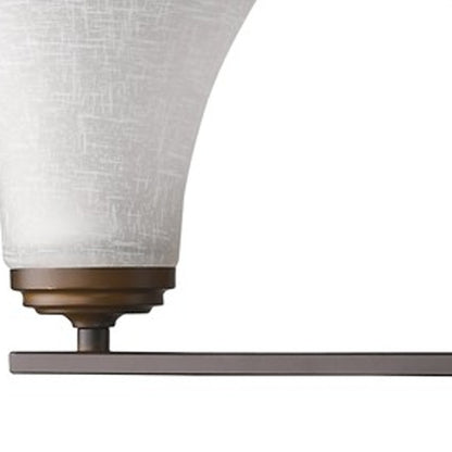 Three Light Bronze Wall Light w/ Tapered Glass Shade