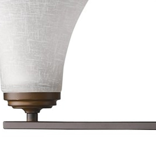 Three Light Bronze Wall Light w/ Tapered Glass Shade