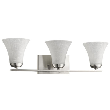 Three Light Silver Wall Light w/ Tapered Glass Shade