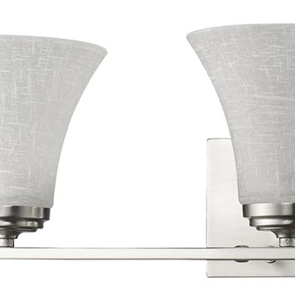 Three Light Silver Wall Light w/ Tapered Glass Shade