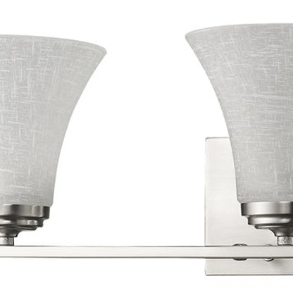 Three Light Silver Wall Light w/ Tapered Glass Shade