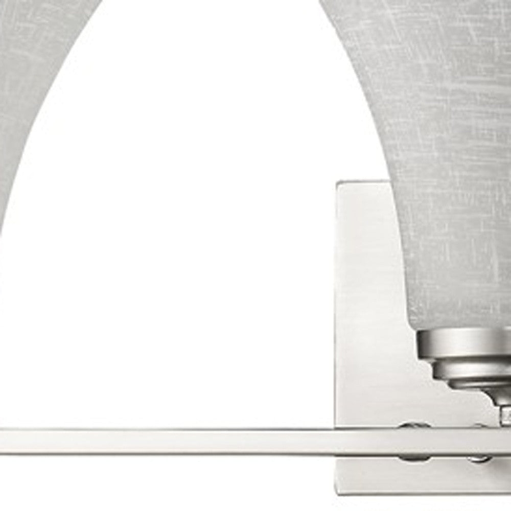 Three Light Silver Wall Light w/ Tapered Glass Shade