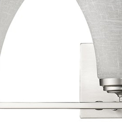 Three Light Silver Wall Light w/ Tapered Glass Shade