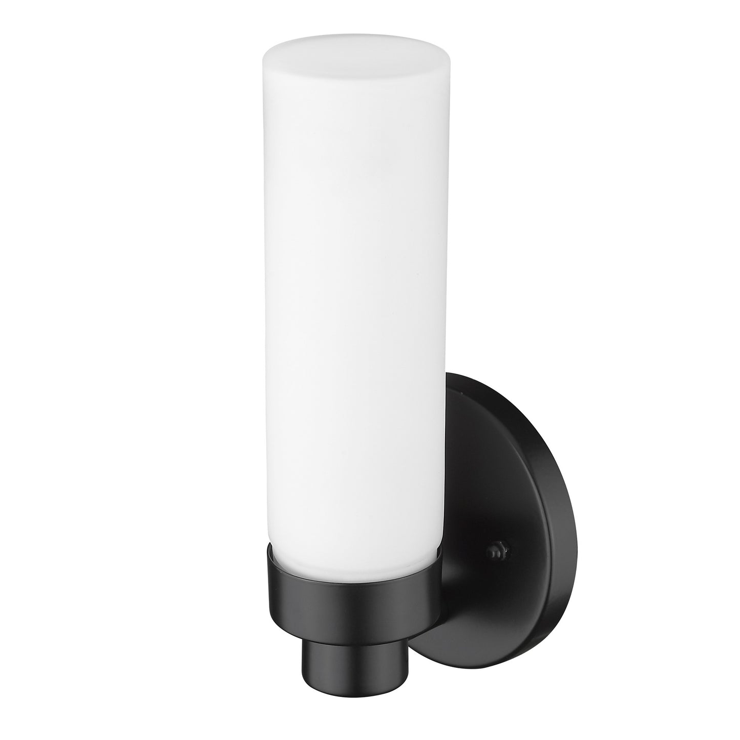 Matte Black Wall Light w/ Narrow Frosted Glass Shade