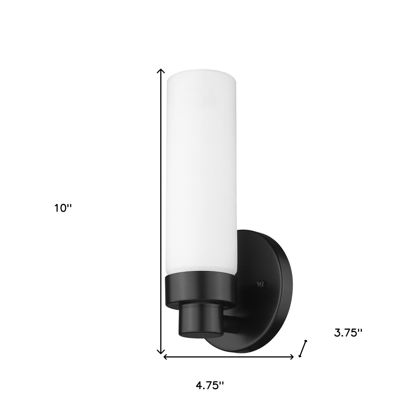 Matte Black Wall Light w/ Narrow Frosted Glass Shade