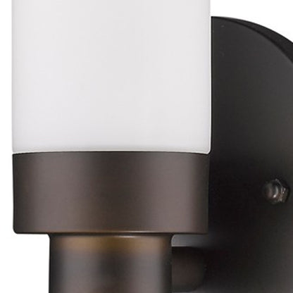 Bronze Wall Light w/ Narrow Frosted Glass Shade