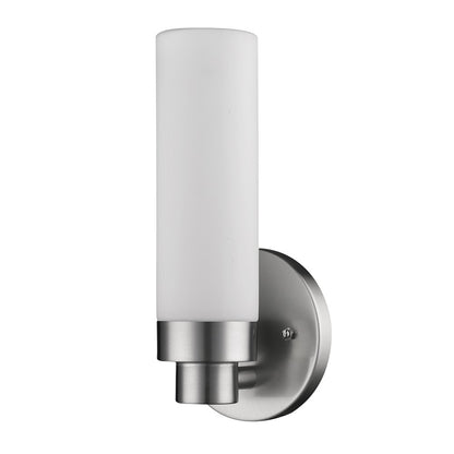 Silver Wall Light w/ Narrow Frosted Glass Shade