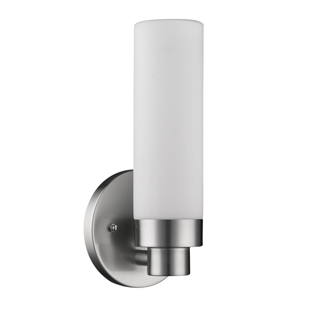 Silver Wall Light w/ Narrow Frosted Glass Shade