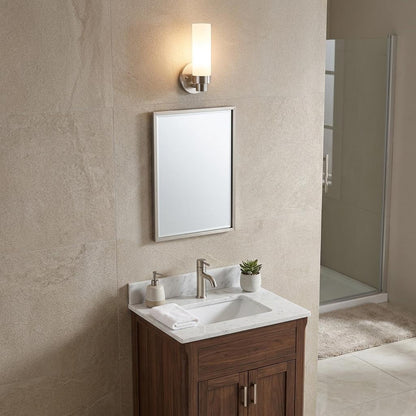 Silver Wall Light w/ Narrow Frosted Glass Shade
