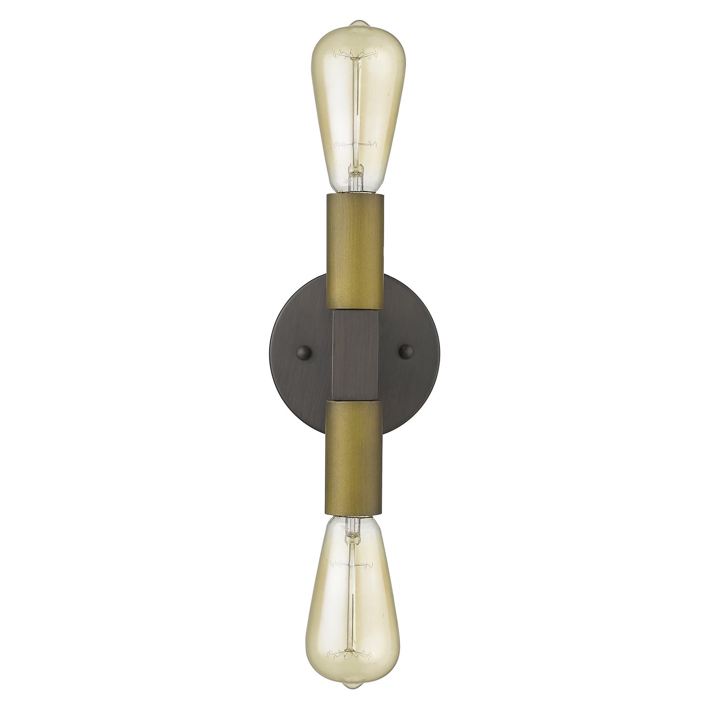 Two Light Brass & Wood Wall Sconce