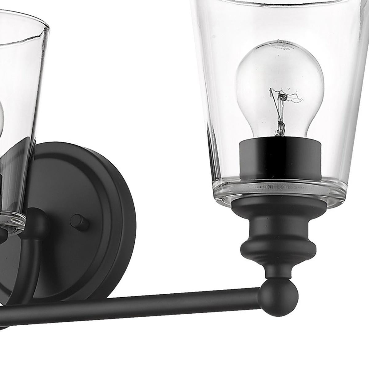 Three Light Matte Black Glass Shade Wall Sconce