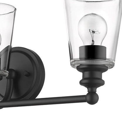 Three Light Matte Black Glass Shade Wall Sconce