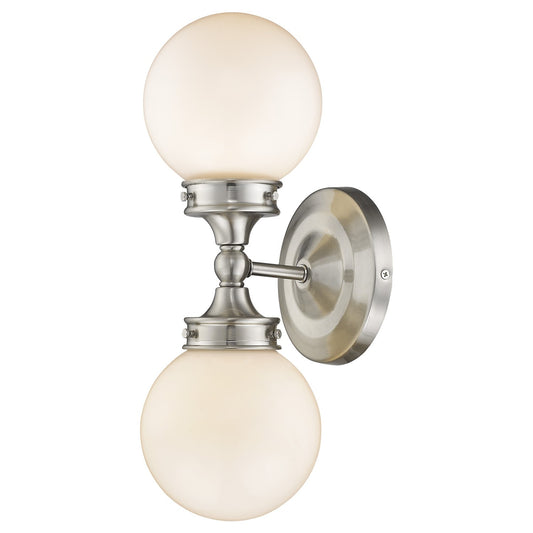 Two Light Silver Wall Sconce