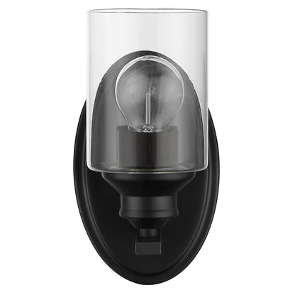 One Light Matte Black Wall Light w/ Clear Glass Shade