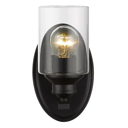 One Light Matte Black Wall Light w/ Clear Glass Shade
