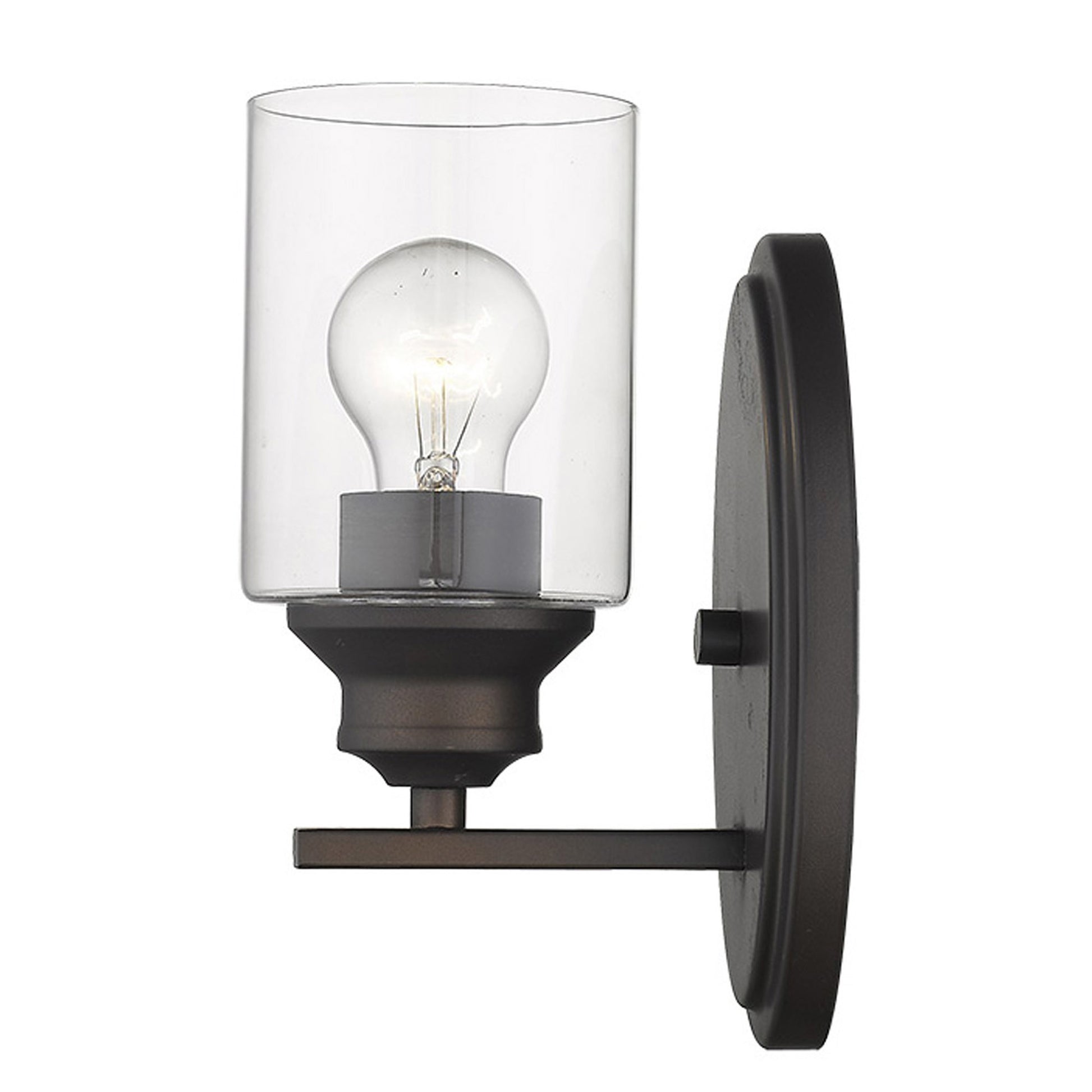 One Light Bronze Wall Light w/ Clear Glass Shade