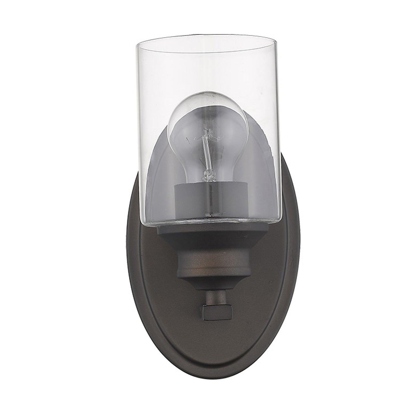 One Light Bronze Wall Light w/ Clear Glass Shade