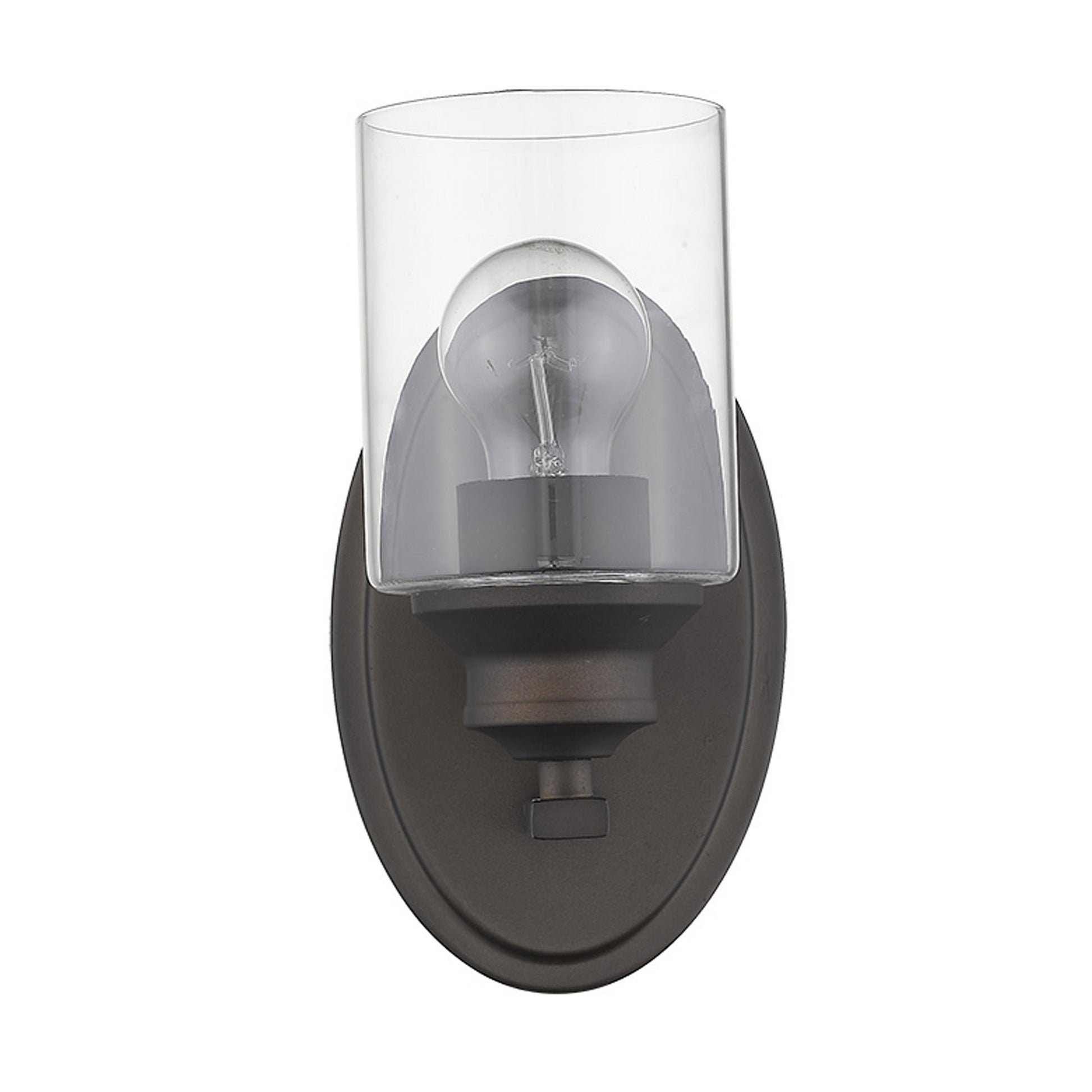 One Light Bronze Wall Light w/ Clear Glass Shade