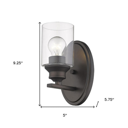 One Light Bronze Wall Light w/ Clear Glass Shade
