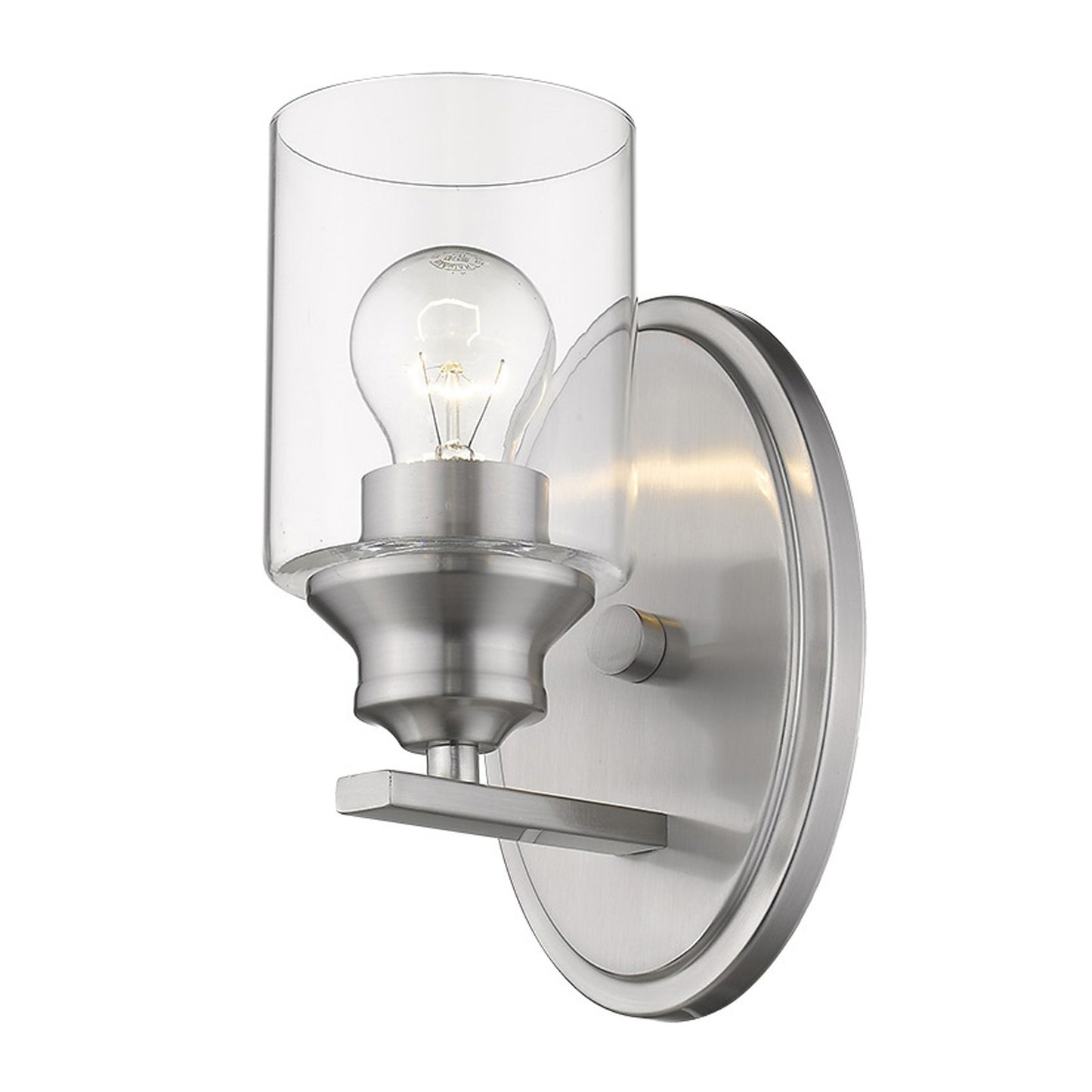 One Light Silver Wall Light w/ Clear Glass Shade