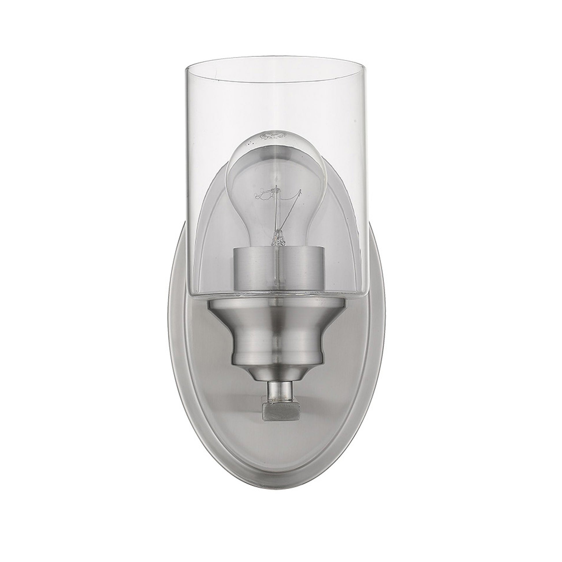 One Light Silver Wall Light w/ Clear Glass Shade