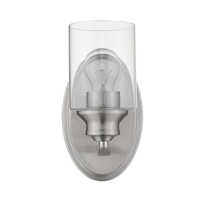 One Light Silver Wall Light w/ Clear Glass Shade