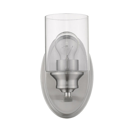 One Light Silver Wall Light w/ Clear Glass Shade