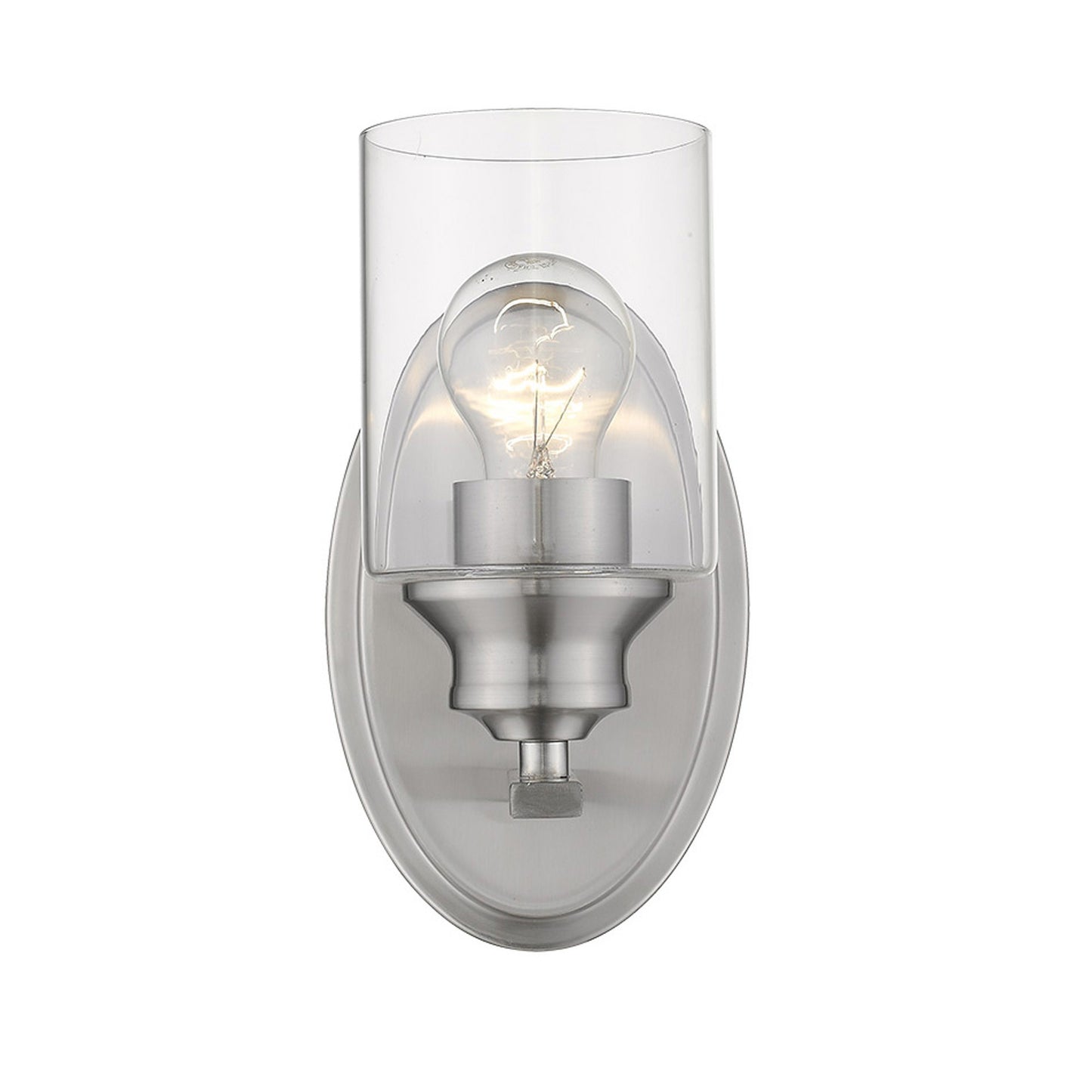 One Light Silver Wall Light w/ Clear Glass Shade