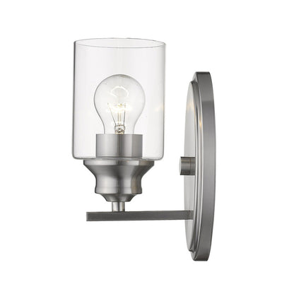 One Light Silver Wall Light w/ Clear Glass Shade