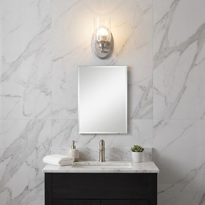 One Light Silver Wall Light w/ Clear Glass Shade