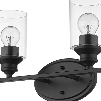 Two Light Matte Black Wall Light w/ Clear Glass Shade