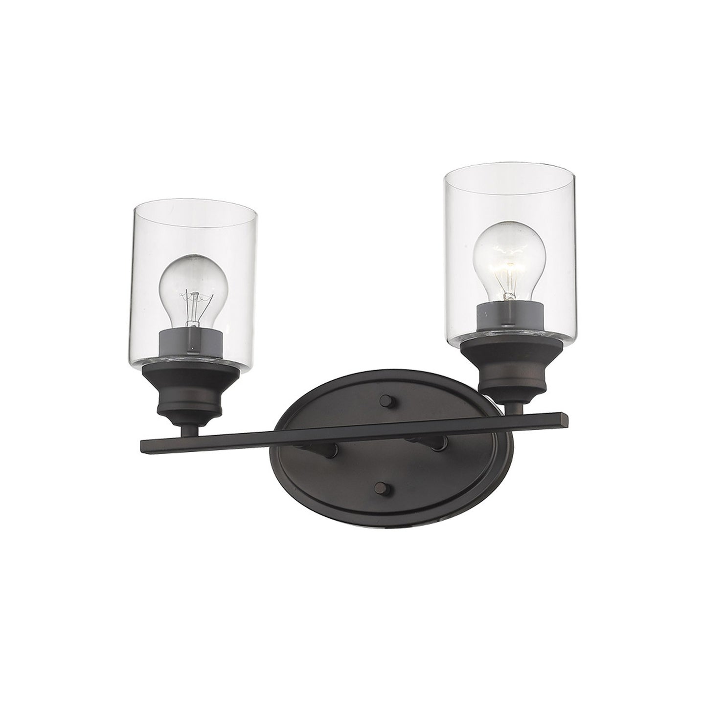 Two Light Bronze Wall Light w/ Clear Glass Shade