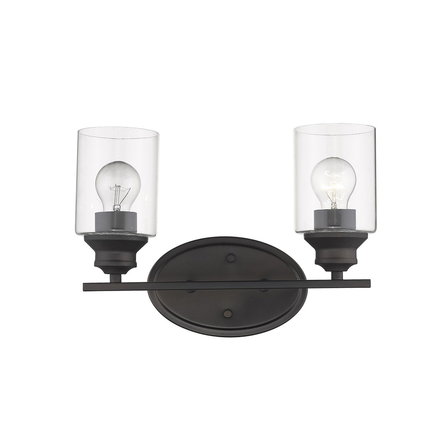 Two Light Bronze Wall Light w/ Clear Glass Shade