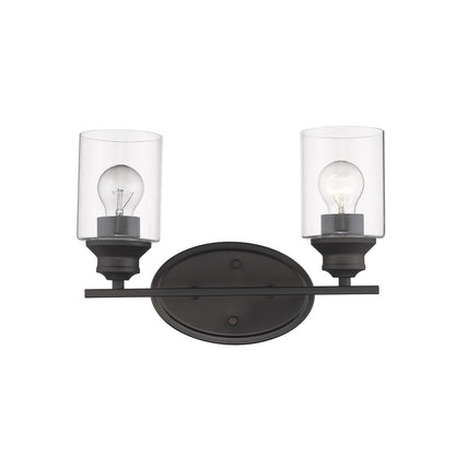 Two Light Bronze Wall Light w/ Clear Glass Shade