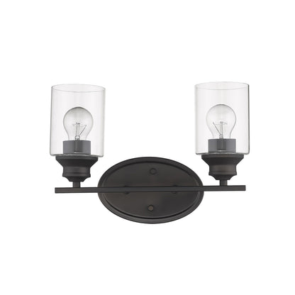 Two Light Bronze Wall Light w/ Clear Glass Shade